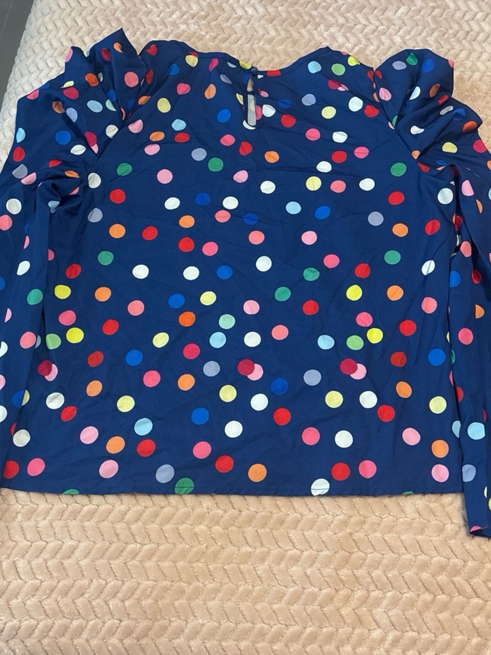 Navy Polka Dot Long Sleeve Blouse